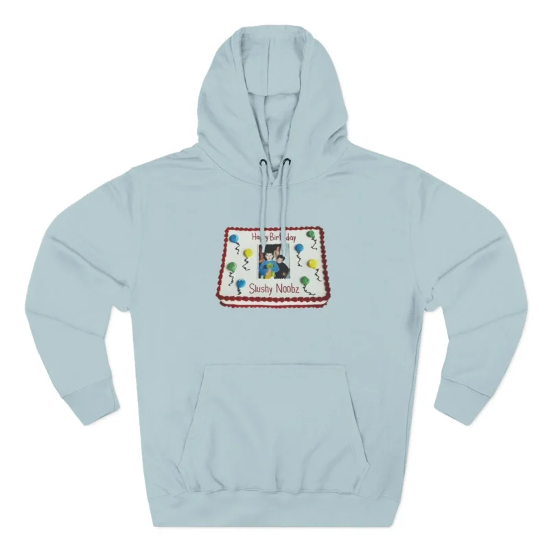 Slushy Noobz Birthday Cake Three-Panel Fleece HoodieBlue Mist