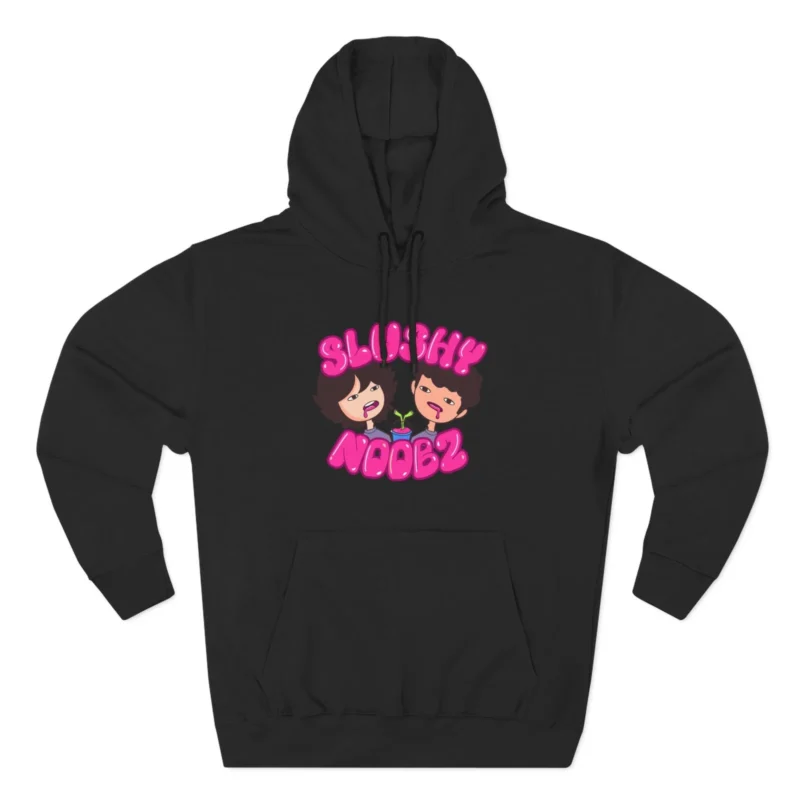 Slushy Noobz Three-Panel Fleece Pink Logo Hoodie Black