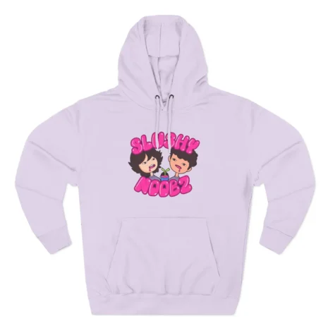 Slushy Noobz Three-Panel Fleece Pink Logo Hoodie Lilac Slushy Noobz Three-Panel Fleece Pink Logo Hoodie Lilac