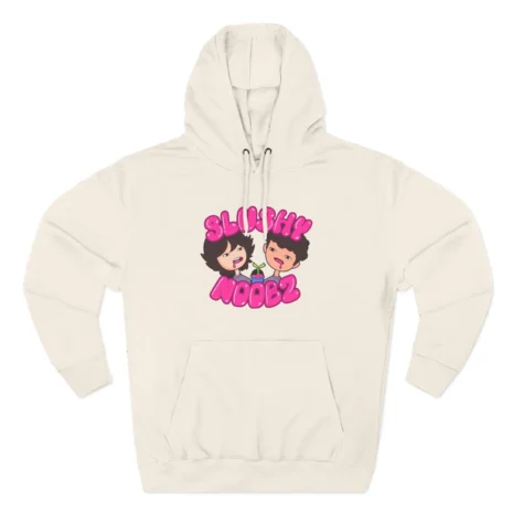 Slushy Noobz Three-Panel Fleece Pink Logo Hoodie Sandshell Slushy Noobz Three-Panel Fleece Pink Logo Hoodie Sandshell
