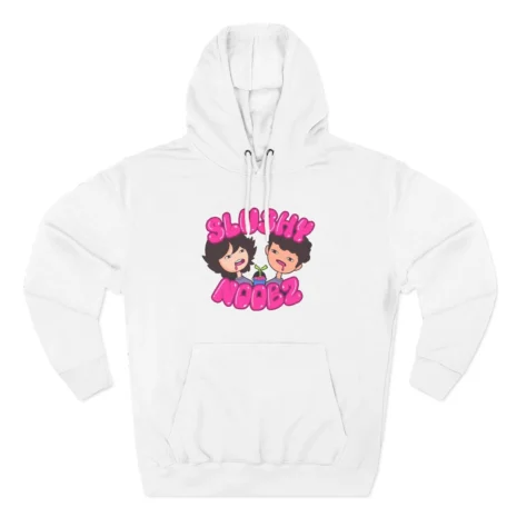Slushy Noobz Three-Panel Fleece Pink Logo Hoodie White Slushy Noobz Three-Panel Fleece Pink Logo Hoodie White