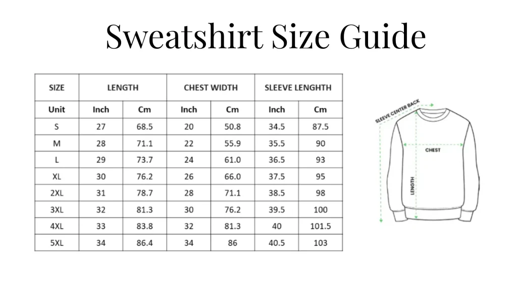 Sweatshirt Size Guide