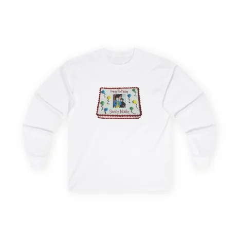 Slushy Noobz Birthday Cake Cotton Long Sleeve Tee White