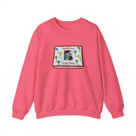 Slushy Noobz Birthday Cake Crewneck Sweatshirt Safety Pink Slushy Noobz Birthday Cake Crewneck Sweatshirt Safety Pink