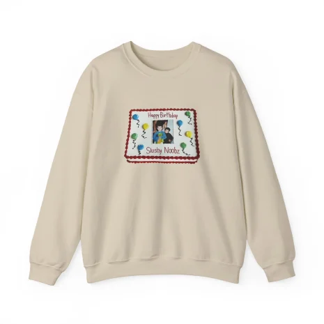 Slushy Noobz Birthday Cake Crewneck Sweatshirt Sand Slushy Noobz Birthday Cake Crewneck Sweatshirt Sand