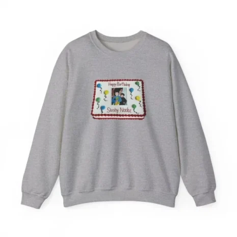 Slushy Noobz Birthday Cake Crewneck Sweatshirt Sport Grey Slushy Noobz Birthday Cake Crewneck Sweatshirt Sport Grey