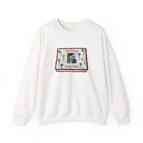 Slushy Noobz Birthday Cake Crewneck Sweatshirt White Slushy Noobz Birthday Cake Crewneck Sweatshirt White