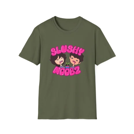 Slushy Noobz Cute Cartoon T-Shirt Military Green