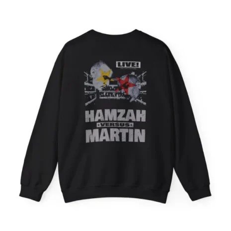 Slushy Noobz Hamzah Versus Martin Crewneck Sweatshirt Black Back Side Slushy Noobz Hamzah Versus Martin Crewneck Sweatshirt Black Back Side