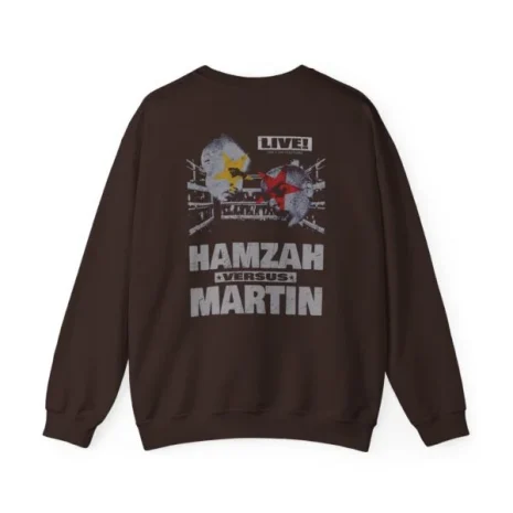 Slushy Noobz Hamzah Versus Martin Crewneck Sweatshirt Dark Chocolate Back Side Slushy Noobz Hamzah Versus Martin Crewneck Sweatshirt Dark Chocolate Back Side