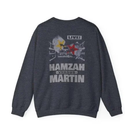 Slushy Noobz Hamzah Versus Martin Crewneck Sweatshirt Heather Sport Dark Navy Back Side Slushy Noobz Hamzah Versus Martin Crewneck Sweatshirt Heather Sport Dark Navy Back Side