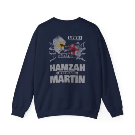 Slushy Noobz Hamzah Versus Martin Crewneck Sweatshirt Navy Back Side Slushy Noobz Hamzah Versus Martin Crewneck Sweatshirt Navy Back Side