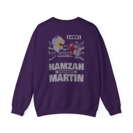 Slushy Noobz Hamzah Versus Martin Crewneck Sweatshirt Purple Back Side Slushy Noobz Hamzah Versus Martin Crewneck Sweatshirt Purple Back Side